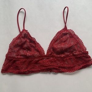Victoria’s Secret Red Lace Bralette Sheer Size Medium